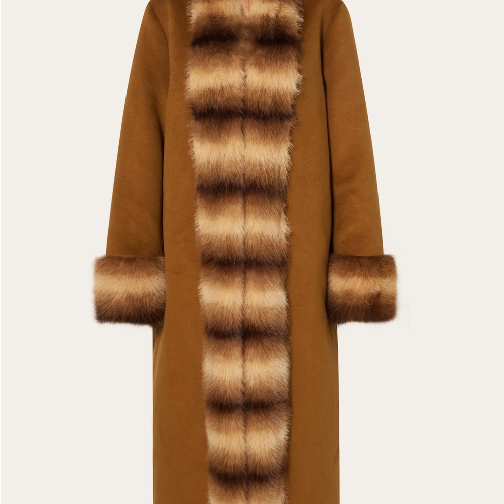 Anouk Yve Camel Faux Fur Coat